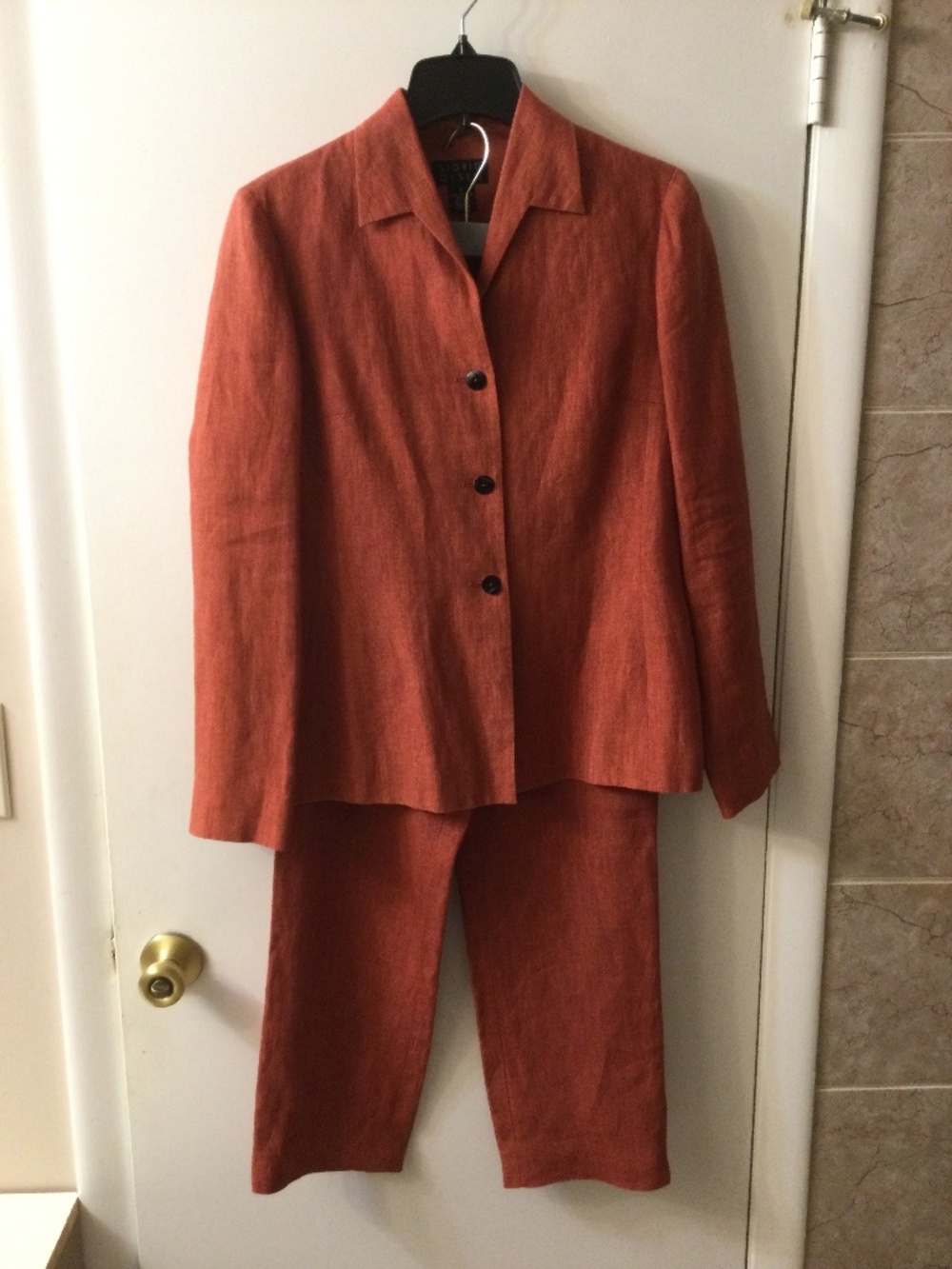 Sigrid Olsen Linen 2Pc Suit Jacket & Pants 6 Fitted Style Terracotta Vintage